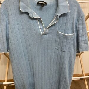 Express Men's Light Blue Polo with White Trim